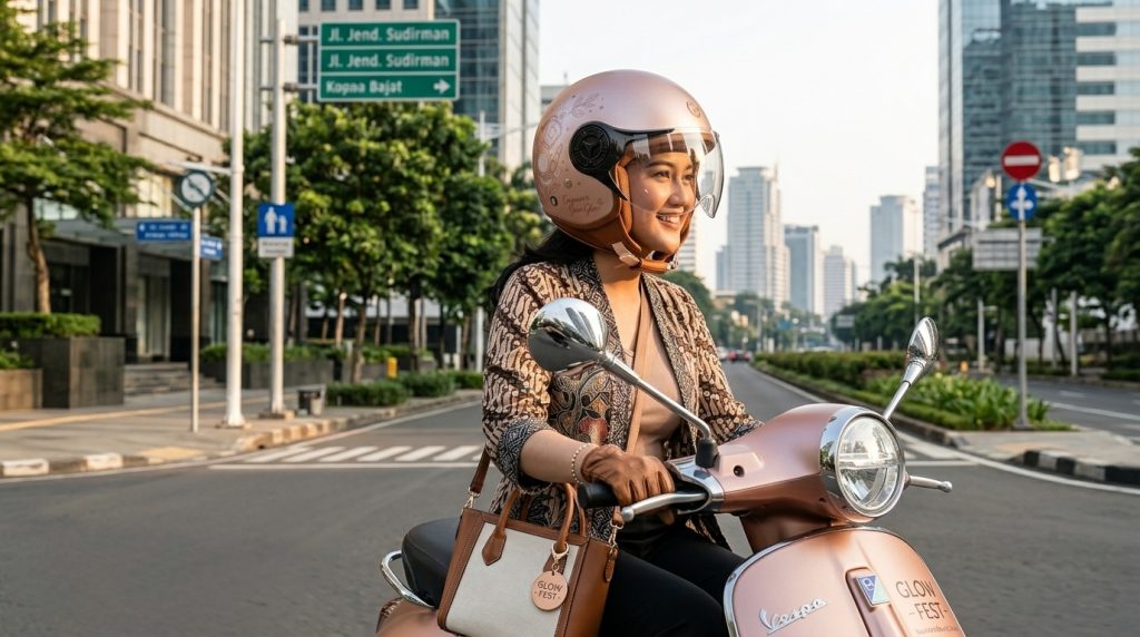 Helm custom untuk beauty event dan campaign kosmetik