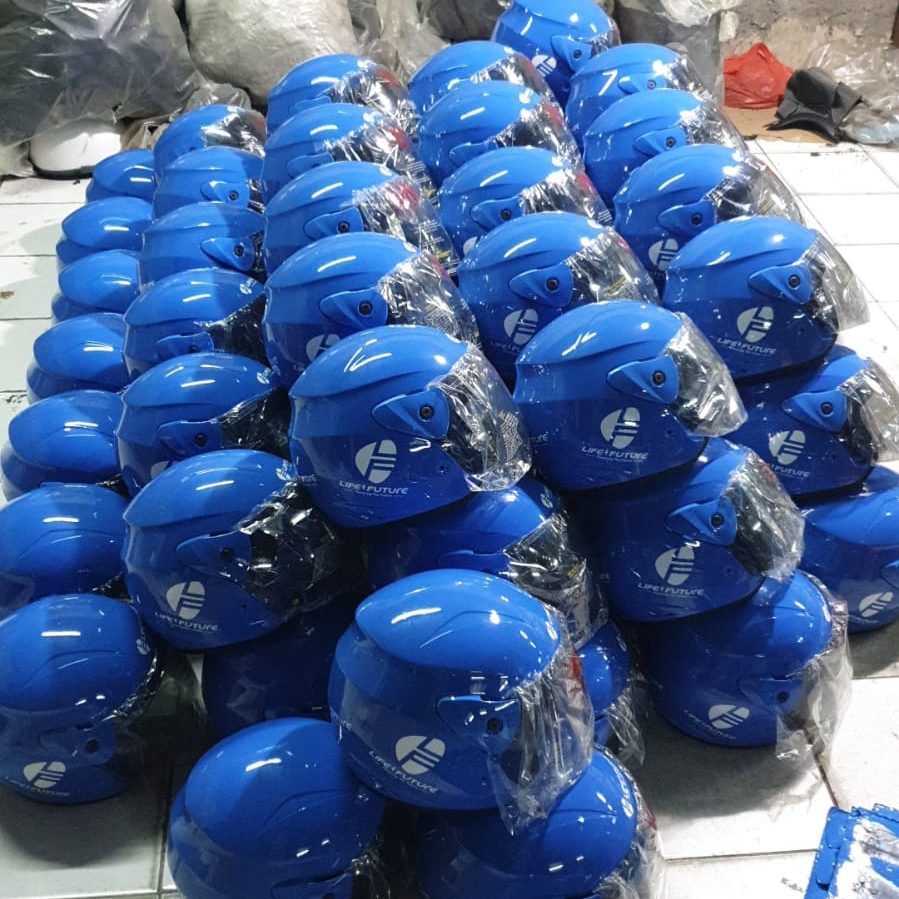 Helm custom untuk launching brand dan promosi perusahaan di Jakarta