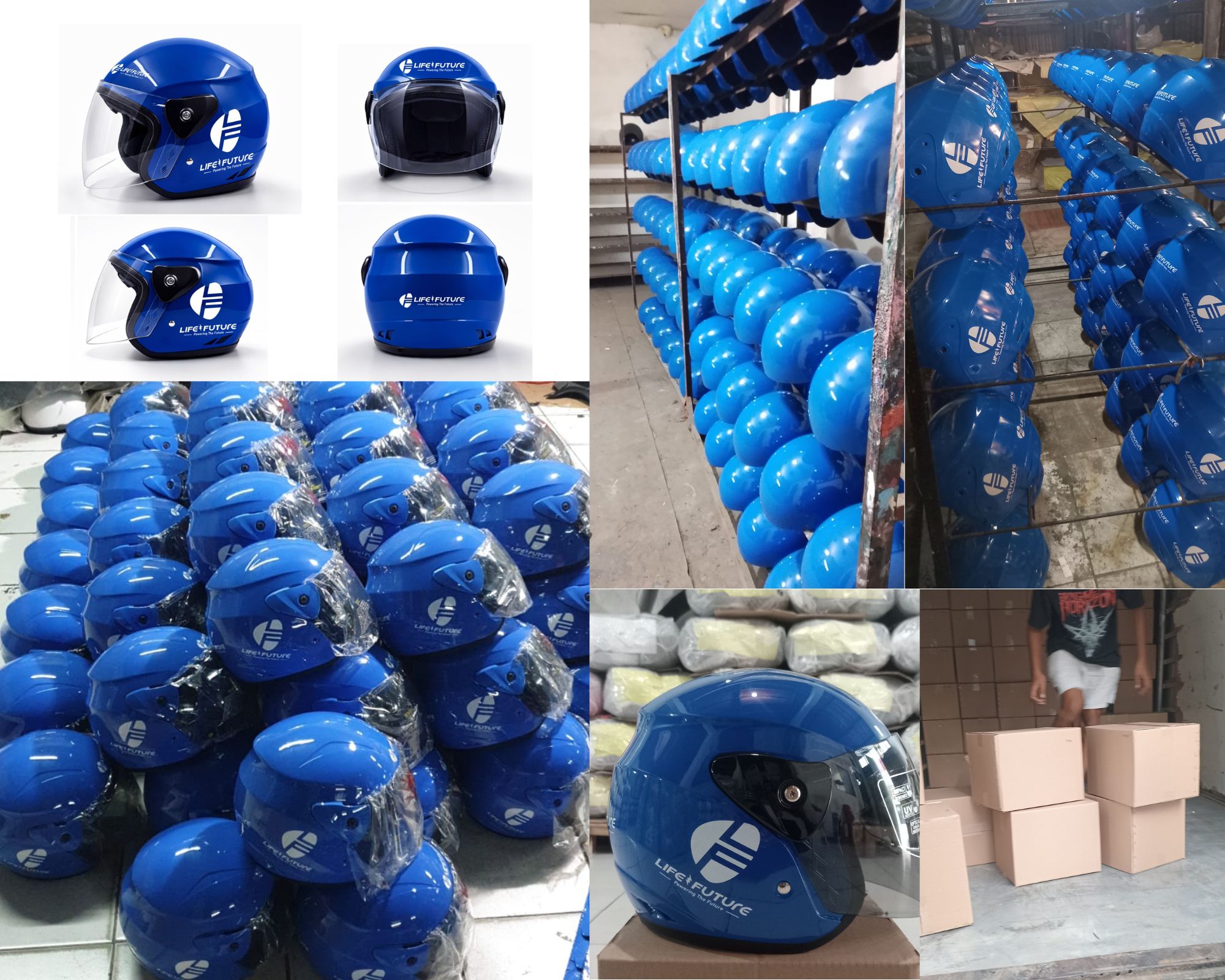 Helm custom merchandise launching product untuk branding dan event perusahaan