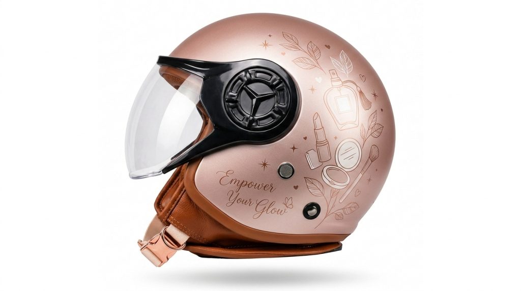 Helm custom warna pastel untuk brand kosmetik wanita