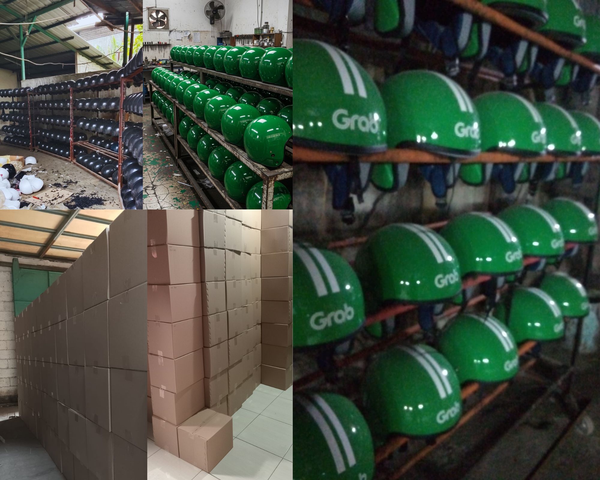 Helm driver ojek online custom dengan desain branding perusahaan berkualitas premium