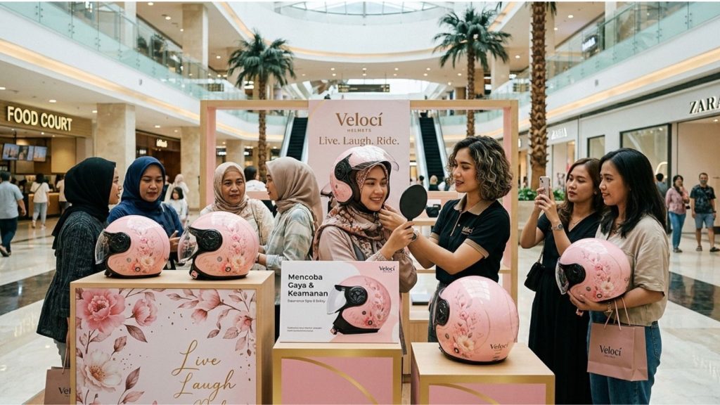 Helm custom promosi brand untuk meningkatkan awareness